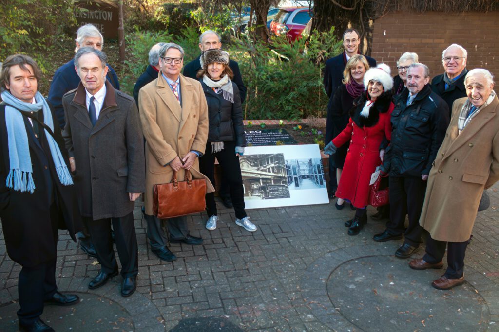 Guests gathered for the unveiling of the LEO plaque