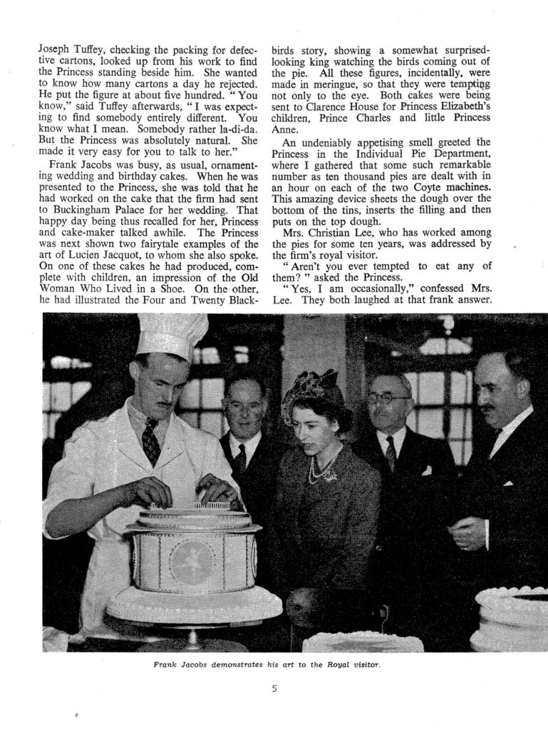 Lyons Mail, April 1951, page 5: the article continued, with a photograph from Princess Elizabeth's visit