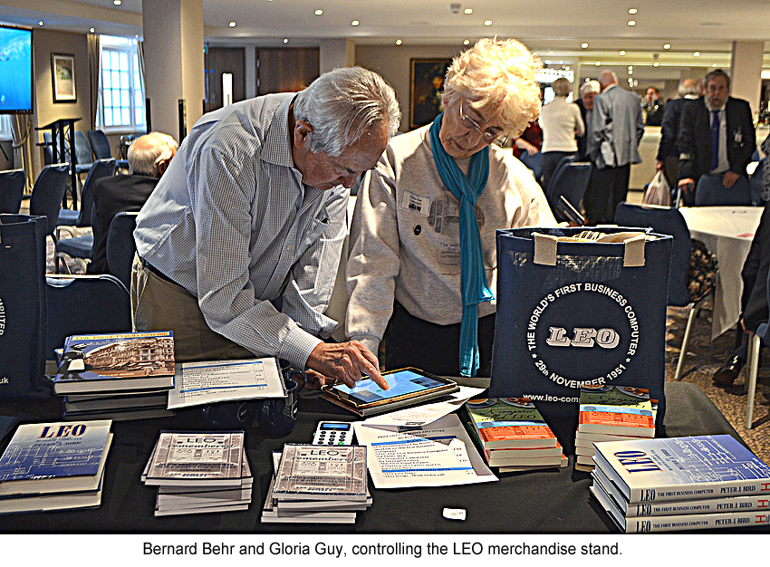 Bernard Behr and Gloria Guy at the LEO merchandise stand